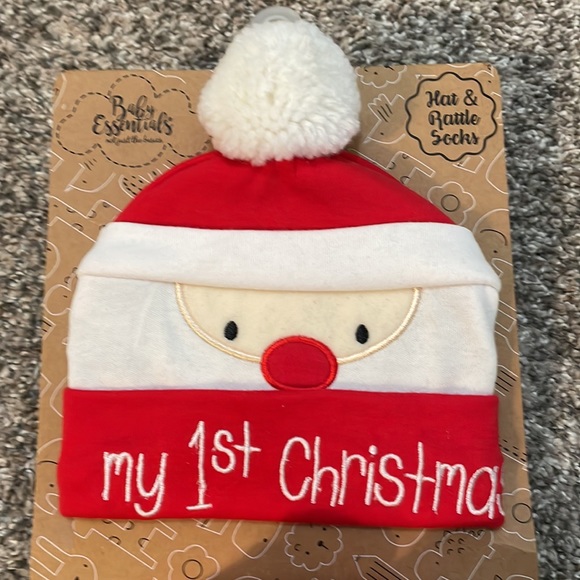 Baby’s First Christmas Hat and Rattle Socks Santa Set - Picture 4 of 7